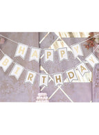 Image of Gold and White Happy Birthday  Banner
