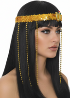 Gold Sequin Egyptian Snake Costume Headband with Beads