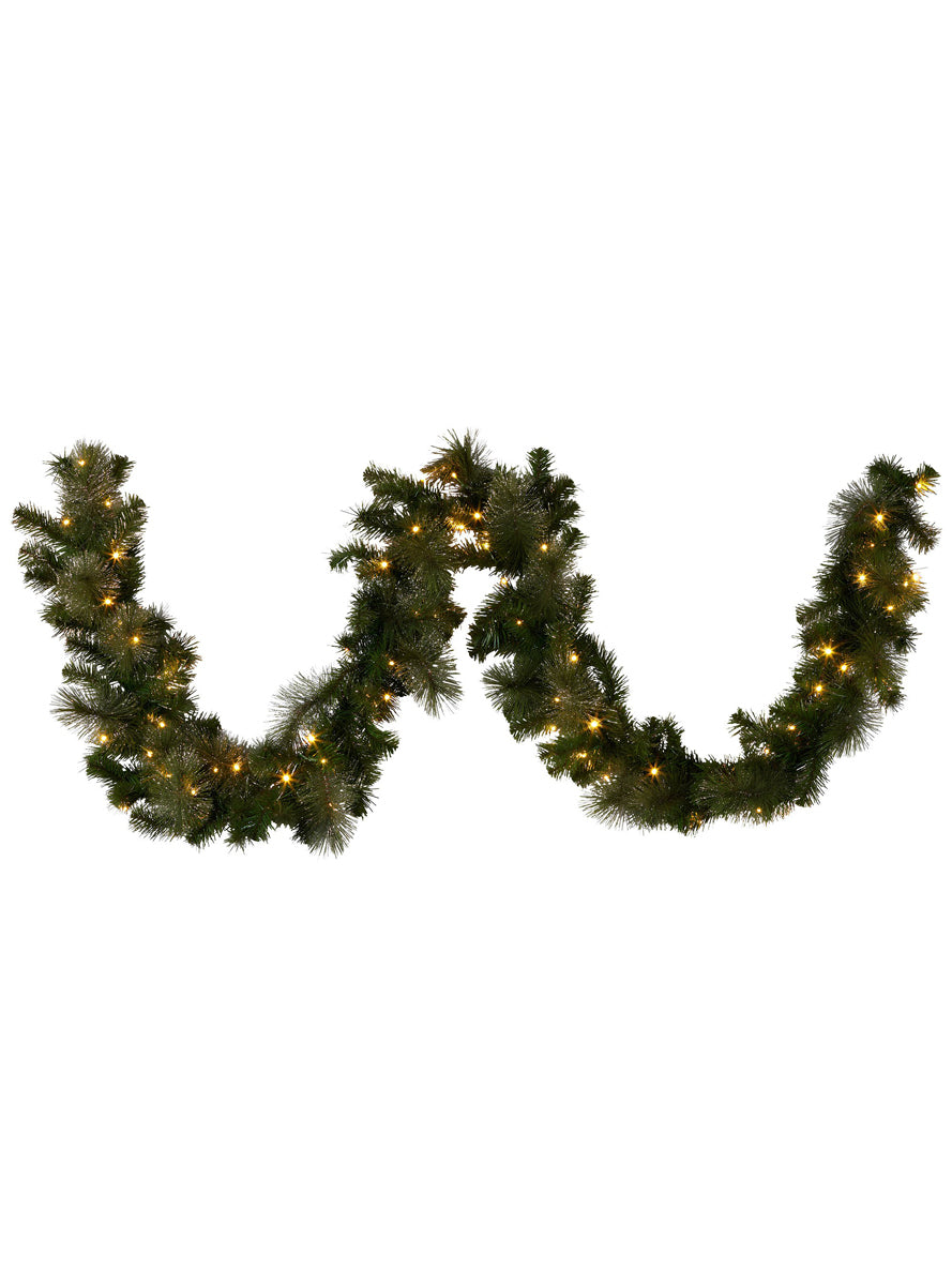 Gold Glittered Christmas Garland Decoration With Lights 270cm - Alternate Image