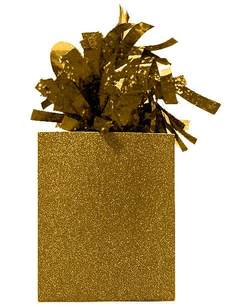Image of Gold Holographic and Glitter Box Balloon Weight