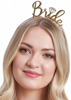 Solid Gold Metal Hen's Night Bride Headband - Main Image