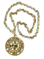 Gold Metal Skull Pendant Costume Necklace - Main Image
