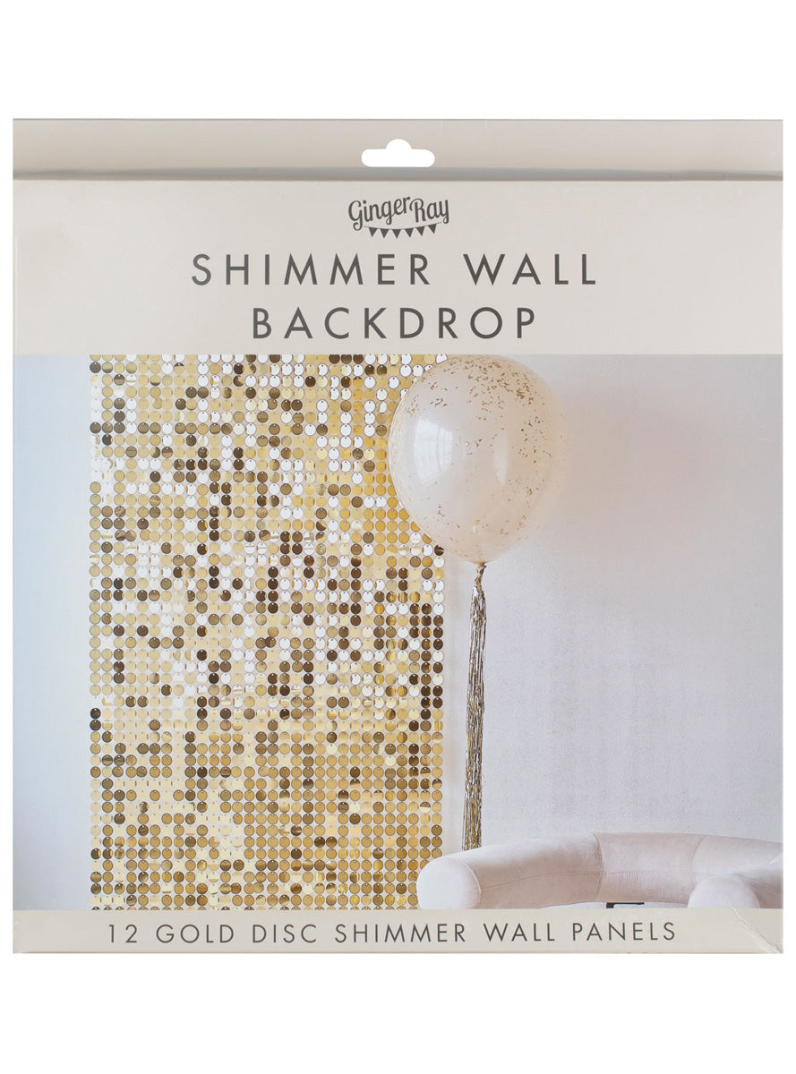 Gold Party 12 Shimmer Wall Backdrop Panels – Packaging Image