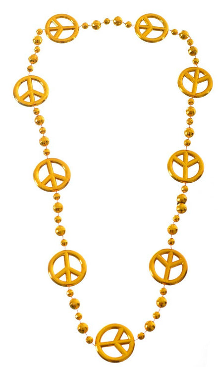 1970s Gold Peace Signs Hippie Costume Necklace 
