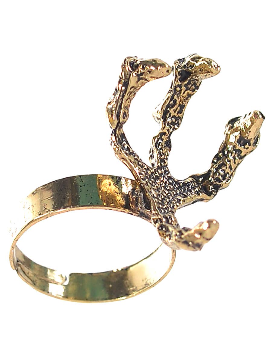 Image of Aged Gold Medieval Dragon Claw Costume Ring