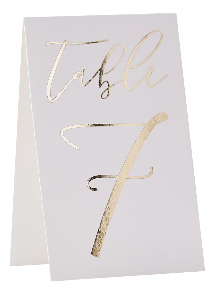 Gold Wedding 12 Pack 18cm Table Number Cards – Main Image