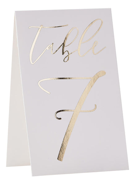 Gold Wedding 12 Pack 18cm Table Number Cards – Main Image