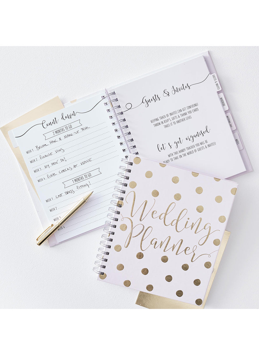 Gold Wedding 22cm Polka Dot Planner Book – Lifestyle Image