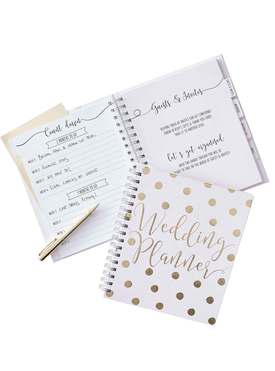 Gold Wedding 22cm Polka Dot Planner Book – Main Image