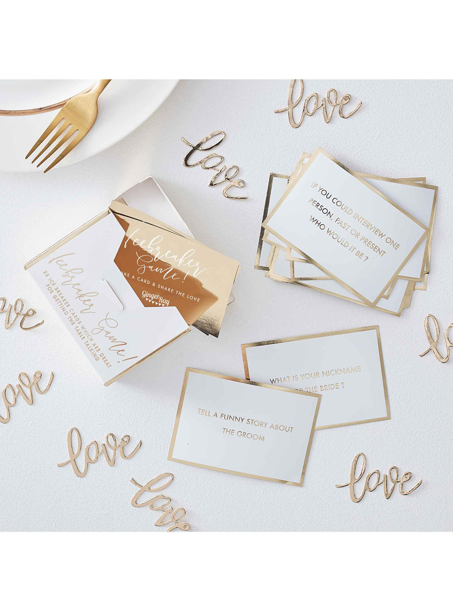 Gold Wedding 25 Pack Game Cards – Lifestyle Image