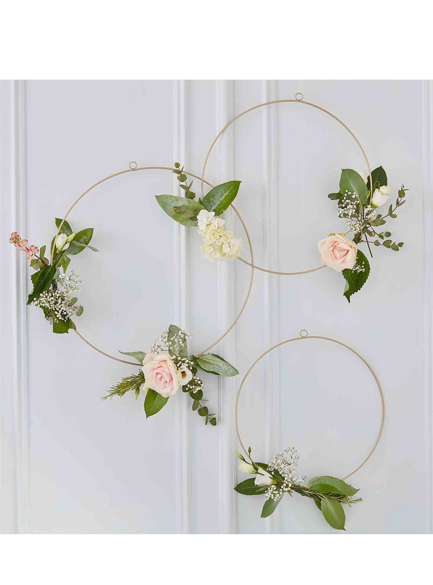 Gold Wedding 3 Pack Assorted Size Hoops – Main Image
