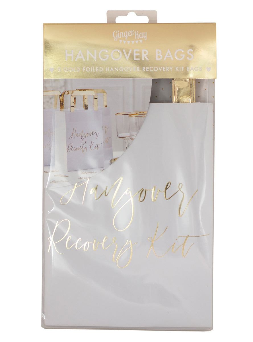 Gold Wedding 5 Pack Paper Hangover Favour Bags – Packaging Image