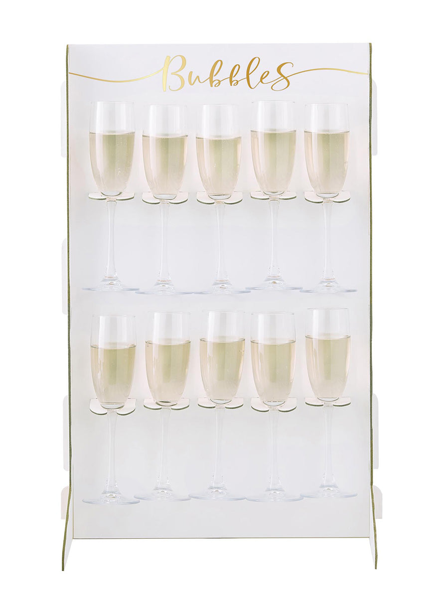 Gold Wedding 60cm Prosecco Wall with 10 Drink Holders – Main Image