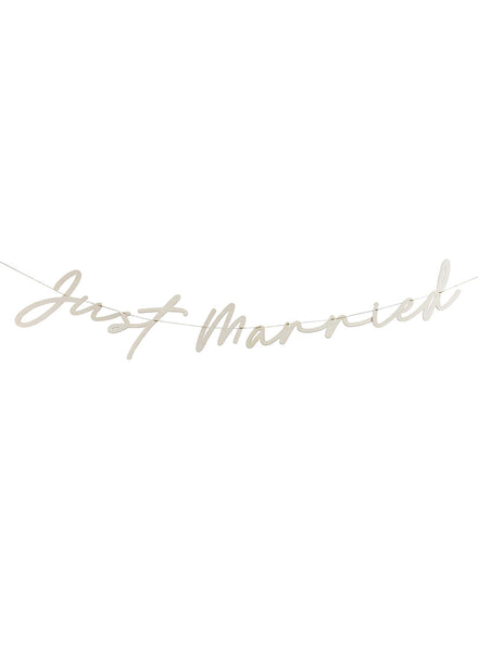 Gold Wedding Just Married 2m Long Wooden Banner - Main Image