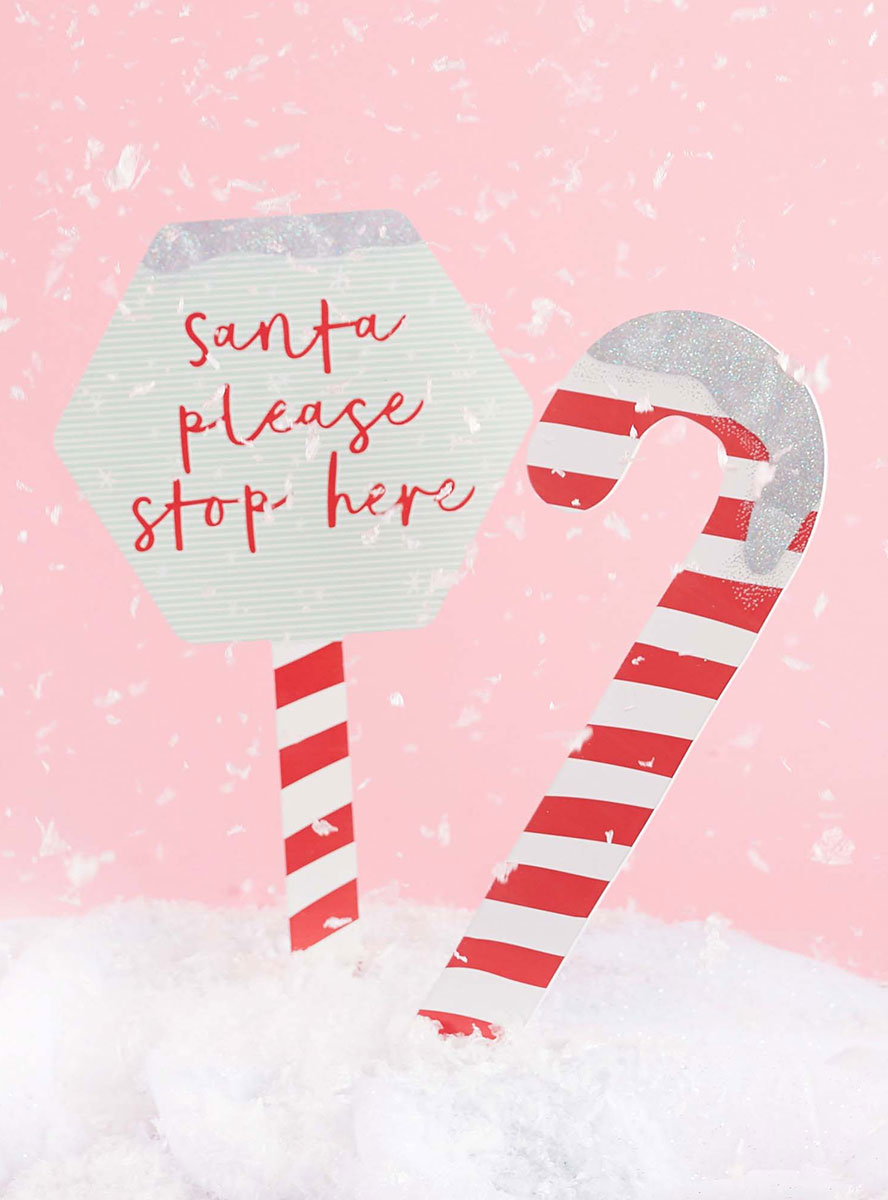 Santa Stop Here Garden Signs - Lifestyle Image