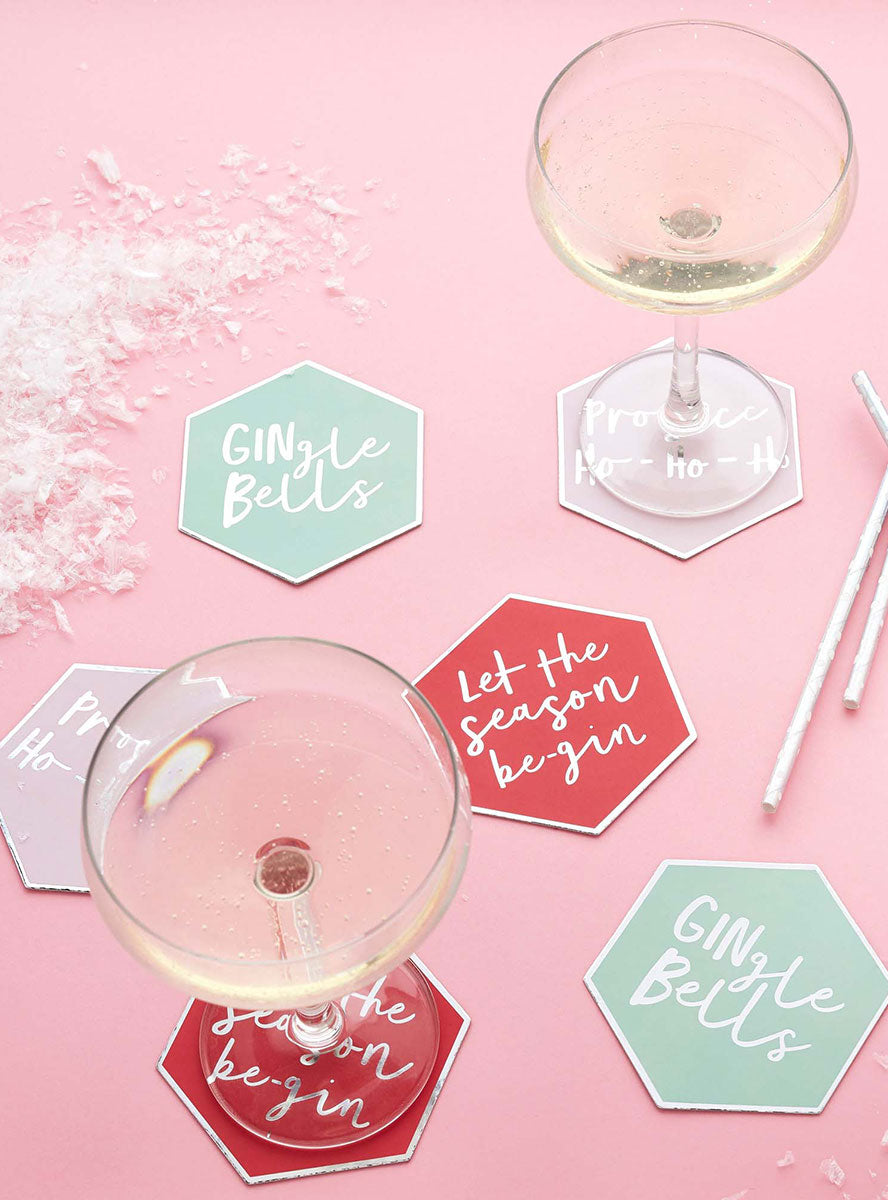 Christmas Good Cheer Drink Coasters - Lifestyle Image