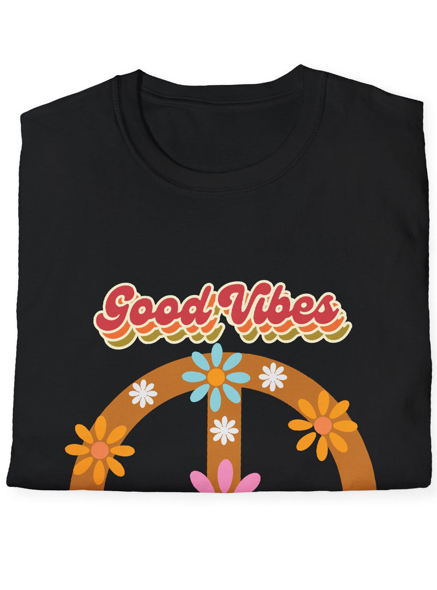 Good Vibes 70s Hippie Costume Shirt - Folded Image