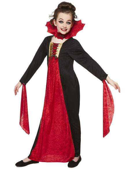 Red Gothic Girls Vampiress Halloween Costume - Main Image 