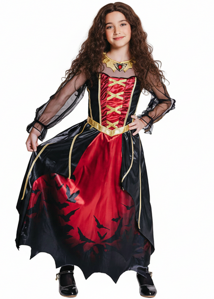 Image of Gothic Vampiress Queen Girl's Halloween Costume - main image