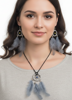 Grey Feather Dream Catcher Jewellery Set - main image