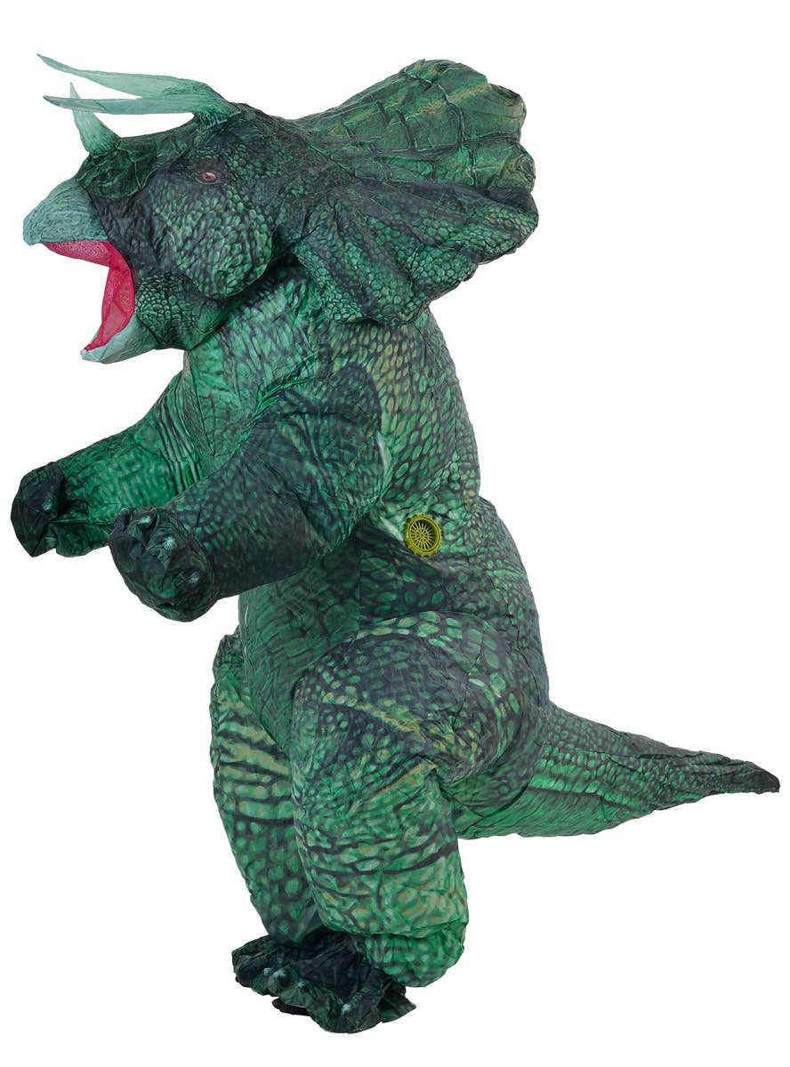 Image of Inflatable Green Triceratops Adult's Dinosaur Costume - Side Image