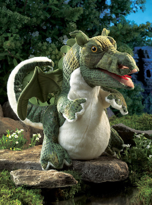 Green Baby Dragon Puppet - Lifestyle Image