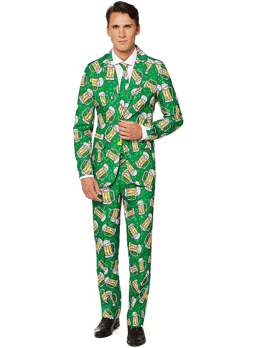 Deluxe Men's Green Beer Mugs St Patrick's Day Suitmeister Costume Suit - Main Image