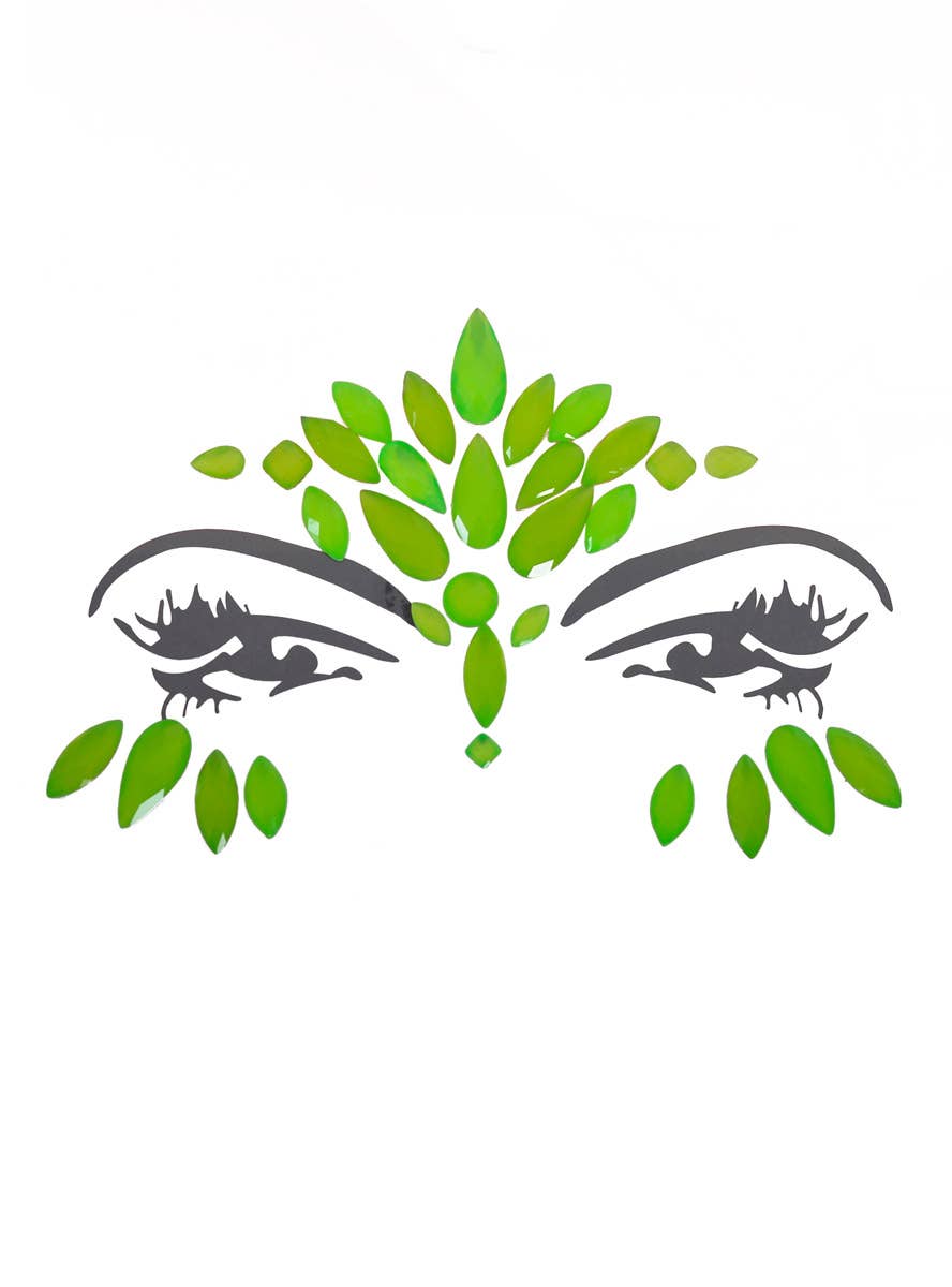 Image of Stick-On UV Reactive Green Diamante Festival Face Jewels