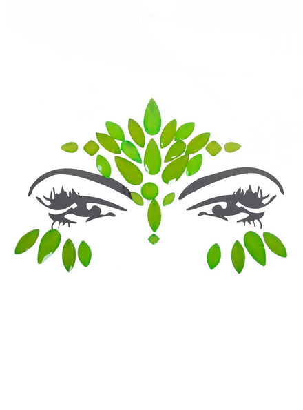 Image of Stick-On UV Reactive Green Diamante Festival Face Jewels