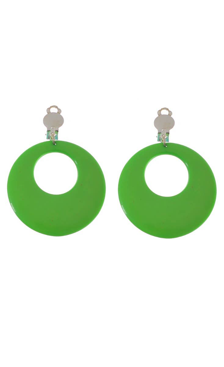 Clip On Round Green 80s Earrings - Main Image