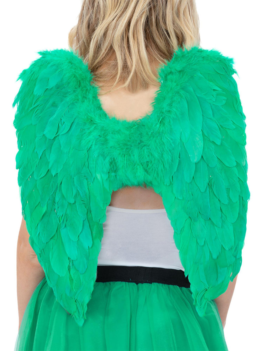 Adults 50cm Green Feather Angel Costume Wings - Alternate Image