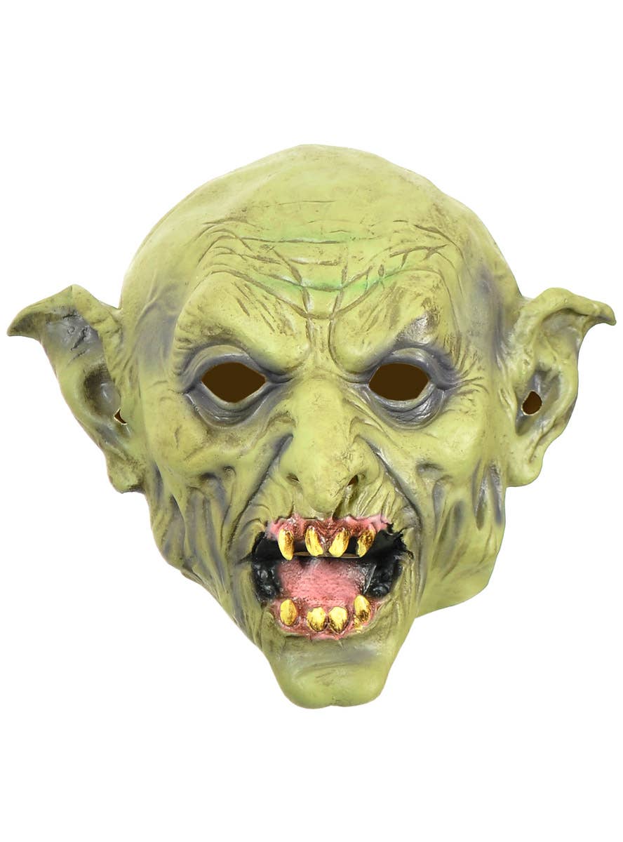 Image of Full Head Rubber Latex Green Goblin Halloween Mask - Front View