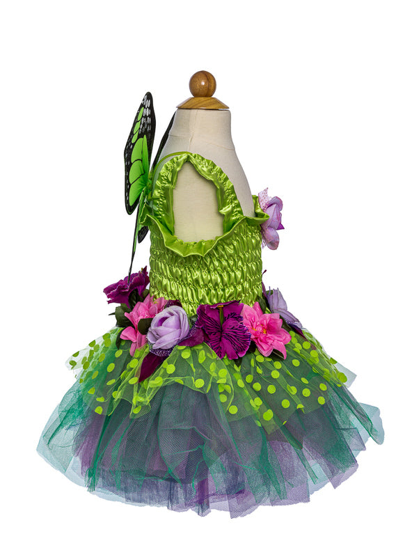 Green Girls Garden Fairy Costume Large - Side Image