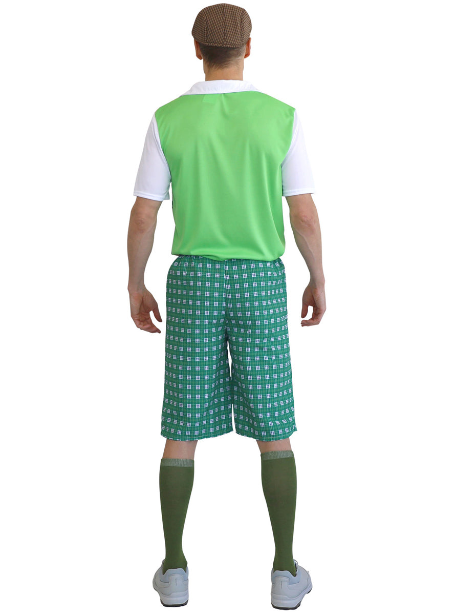 Mens Green Golf Uniform Costume - Back Image