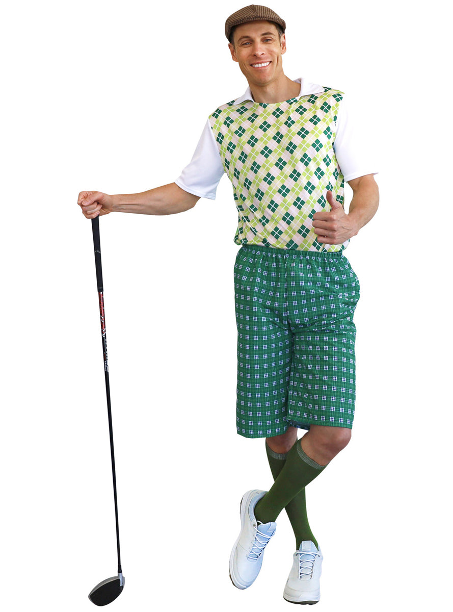 Mens Green Golf Uniform Costume - Main Image