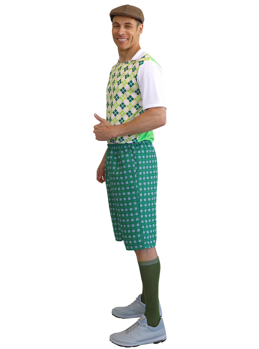 Mens Green Golf Uniform Costume - Side Image