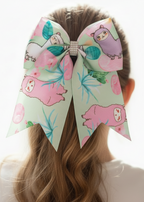 Llama Print Green Costume Hair Bow - main image