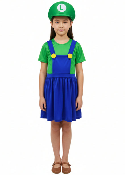 Girls Green Plumber Dress Costume