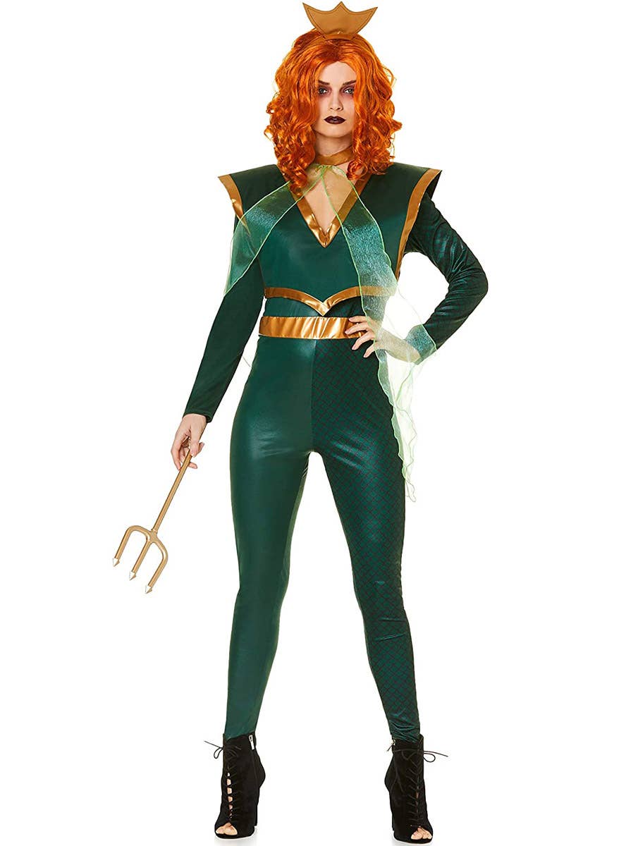 Image of Underwater Green Sea Queen Women's Costume - Front Image