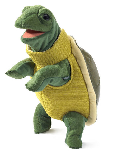 Green Turtle Puppet Wearing Turtleneck - Main Image