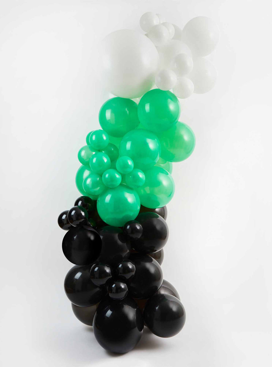 Green White and Black 63 Piece Latex Balloon Arch Kit - Lifestyle Image