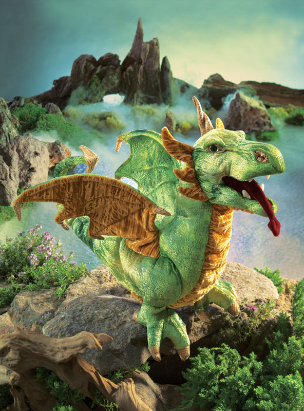 Green Wyvern Dragon Large Plush Puppet