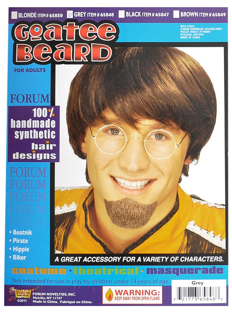 Image of Stick On Grey Goatee Beard Costume Accessory - Packaging Image