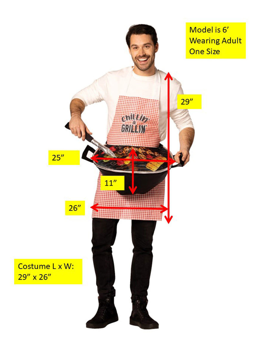Grill Master Novelty Adults Costume Apron with BBQ - Alternative Image