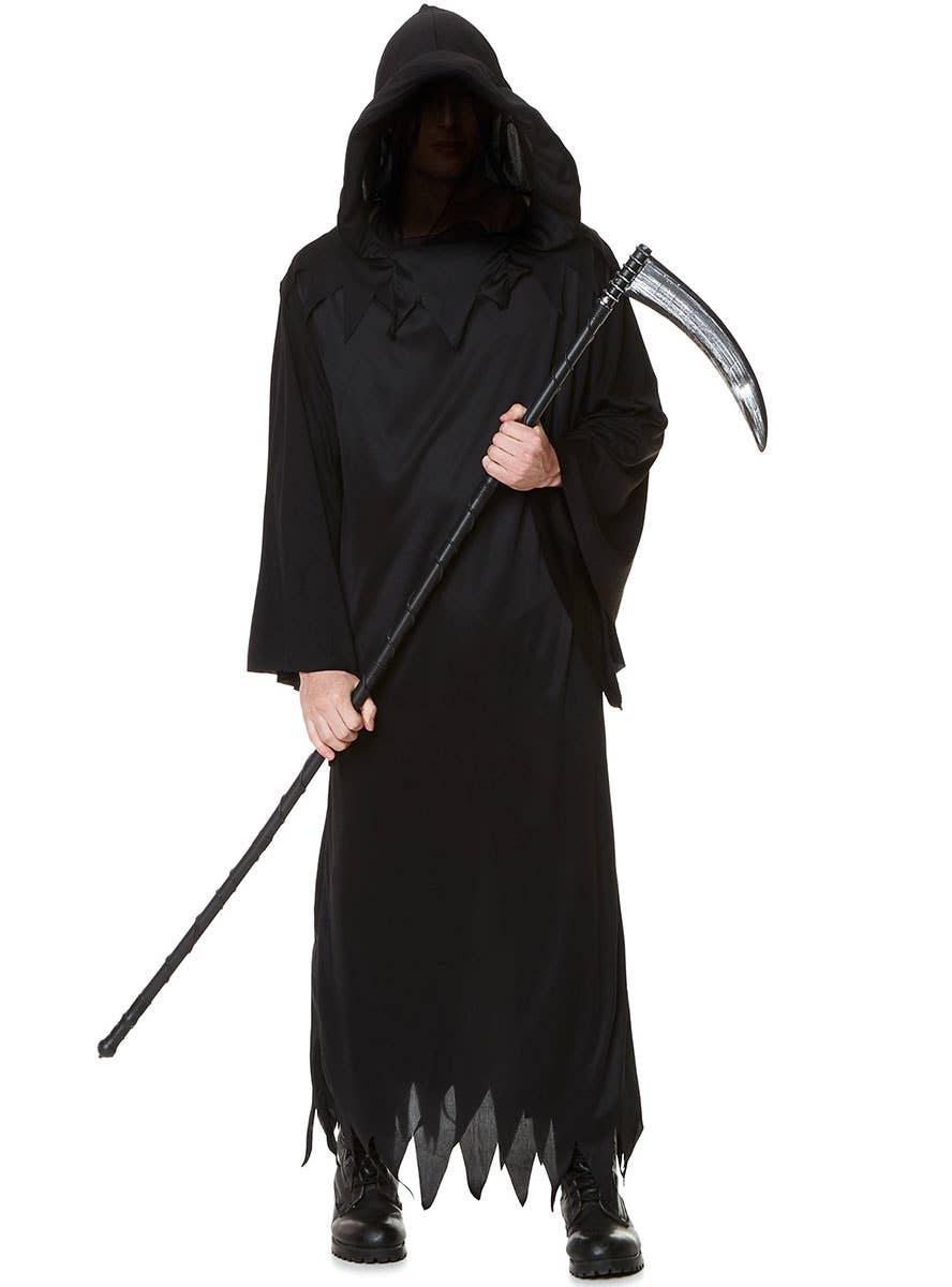 Image of Foreboding Black Grim Reaper Men's Halloween Costume