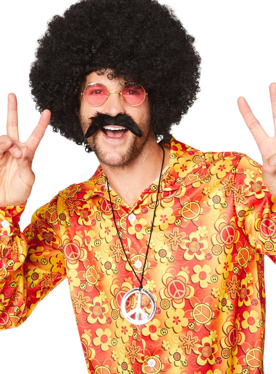 Mens Orange Groovy 70s Hippie Costume Shirt - Zoom Image