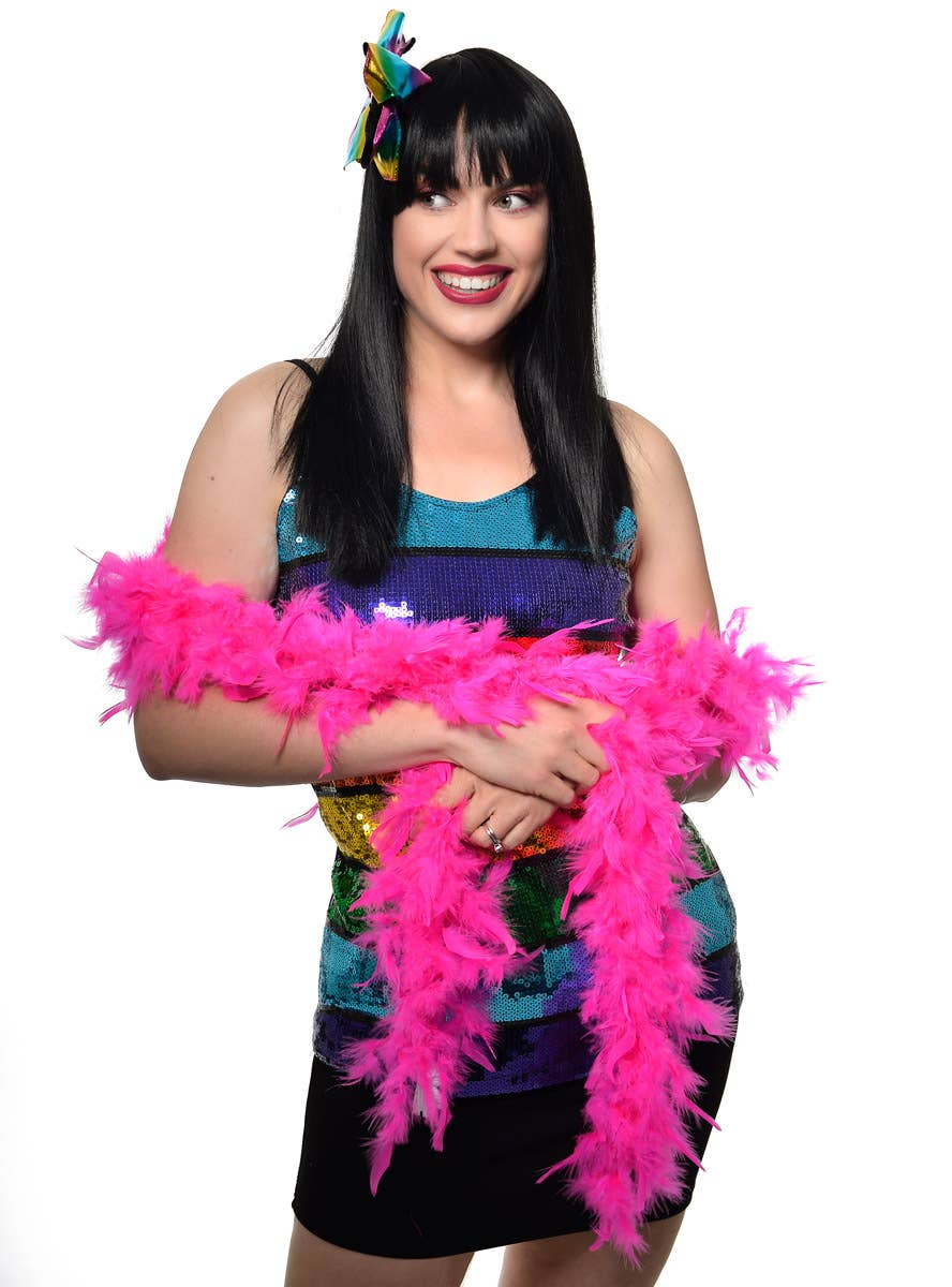 Hot Pink Fluffy Feather Boa Costume Accessory