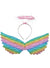 Mini Metallic Pastel Rainbow Angel Costume Wings with Halo