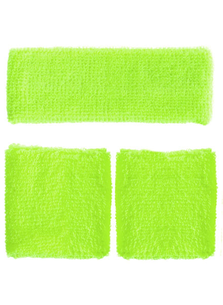 Neon Yellow 1980's Tennis Sweatbands Costume Accessory Set