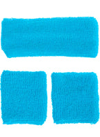 Bright Blue 1980's Tennis Sweatbands Costume Accessory Set